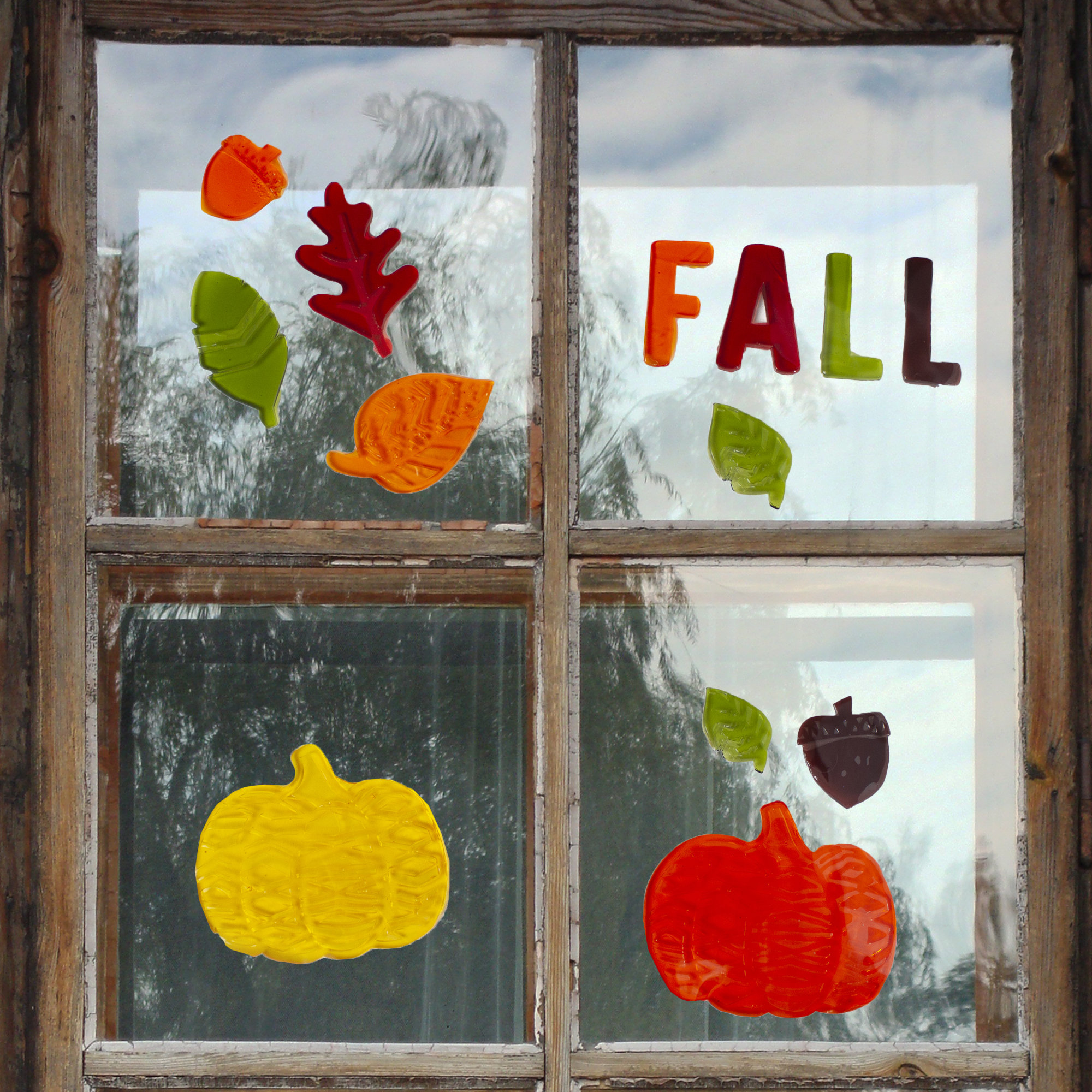 Northlight Seasonal Fall Leaves and Pumpkins Thanksgiving Gel Window Clings Wayfair